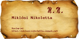 Miklósi Nikoletta névjegykártya